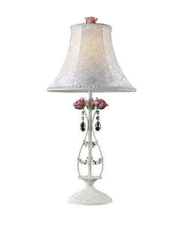 Artistic Lighting 1-Light Porcelain Roses Table Lamp, Antique White