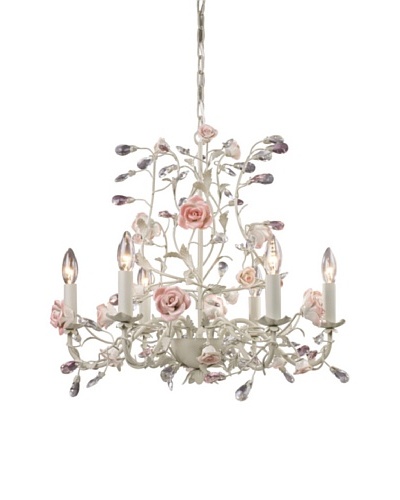 Artistic Lighting 6-Light Porcelain Roses Chandelier, Cream