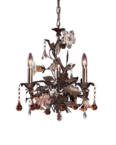 Artistic Lighting 3-Light Hand Blown Florets Chandelier, Deep Rust