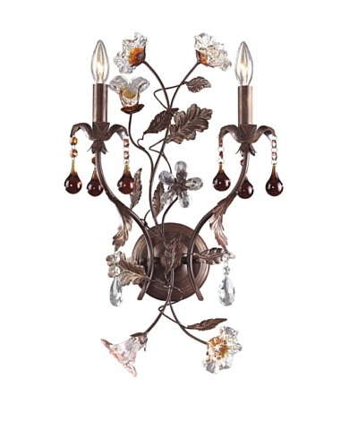 Artistic Lighting 2-Light Sconce Hand Blown Florets Sconce, Deep Rust