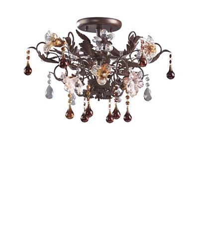 Artistic Lighting 3-Light Hand Blown Florets Semi-Flush Mount, Deep Rust