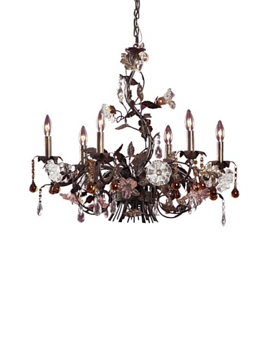 Artistic Lighting 6-Light Hand Blown Florets Chandelier, Deep Rust