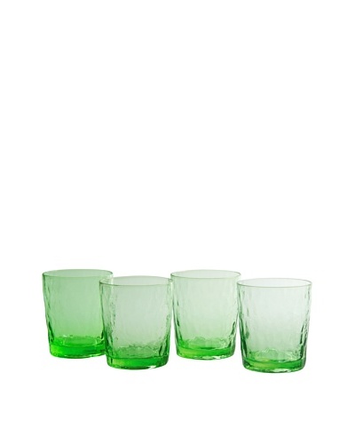 Artland Set of 4 Ripple Green 13-Oz. Double Old Fashion Glasses