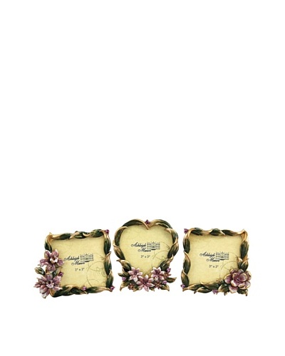 Ashleigh Manor Hand-Painted Set of (3) 2″ x 3″ Floral Frames