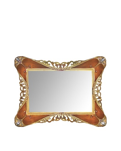 Ashleigh Manor Hand-Painted Rococo Tortoise Enameled Mirror Tray