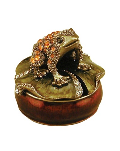 Ashleigh Manor Hand-Painted Jeweled Frog Enameled Box