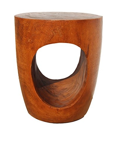 Asian Art Imports Hole Stool, Brown Wax