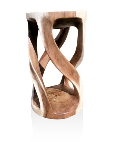 Asian Art Imports Acacia Wood Four Leg Round Twist Stool