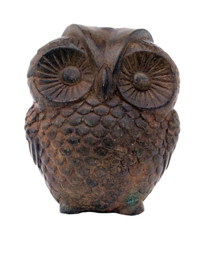 Asian Art Imports Bronze Owl, Green/Brown