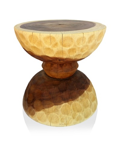 Asian Art Imports Acacia Wood Chiseled Hour Glass Stool