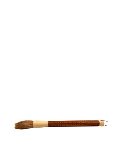 Asian Loft Engraved Wooden Calligraphy Brush, Brown