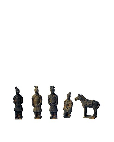 Asian Loft Terracotta Solider Set of 5, Antique Grey