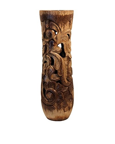 Asian Loft Palm Tree Vase, Natural Wood