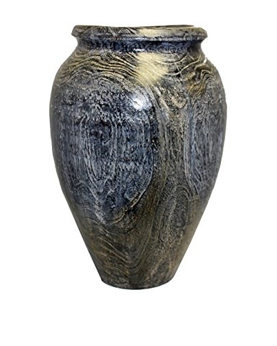 Asian Loft Natural Teak Wood Vase, Grey