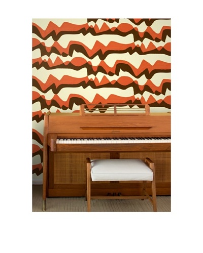 Astek Wall Coverings Set of 2 Subteranean Mountains Wall Tiles by Jim Flora, Orange