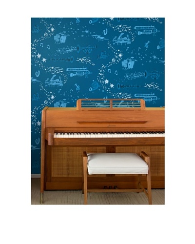 Astek Wall Coverings Set of 2 “Rhapsody Night” Wall Tiles by Jim Flora