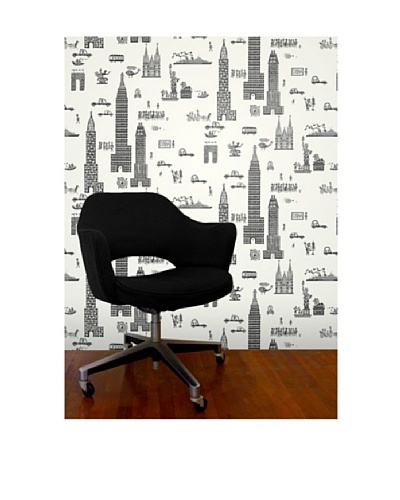 Astek Wall Coverings Set of 2 Manhattan Charcoal Wall Tiles by Jim Flora