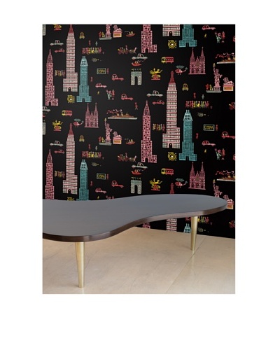 Astek Wall Coverings Set of 2 Manhattan Night Wall Tiles by Jim Flora