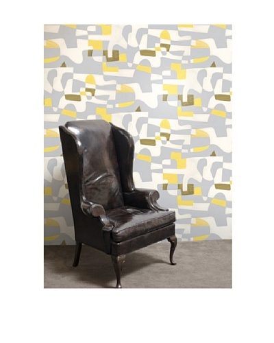 Astek Wall Coverings Set of 2 “Shapeshifter” Wall Tiles by Jim Flora, Yellow Flannel