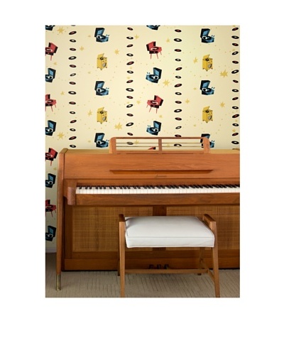 Astek Wall Coverings Set of 2 “Jumping Jive Day” Wall Tiles by Jim Flora