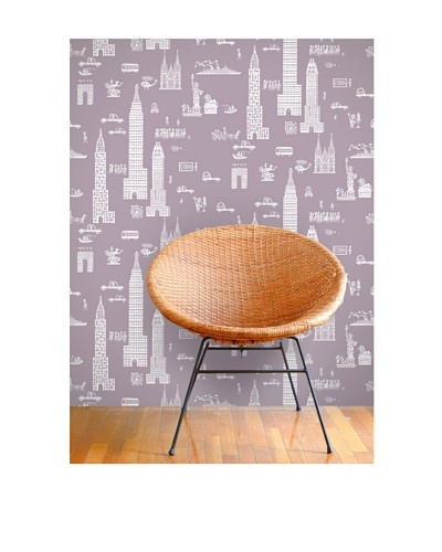 Astek Wall Coverings Set of 2 “Manhattan Pale” Wall Tiles by Jim Flora