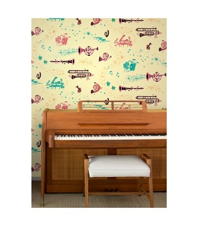 Astek Wall Coverings Set of 2 Rhapsody Day Wall Tiles by Jim Flora