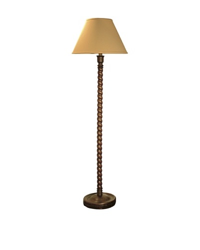 Aurora Lighting Barley Twist Dark Wood Floor Lamp, Dark Wood