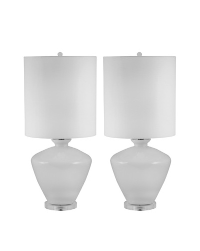 Aurora Lighting Set of 2 White Glass Urn Table Lamps