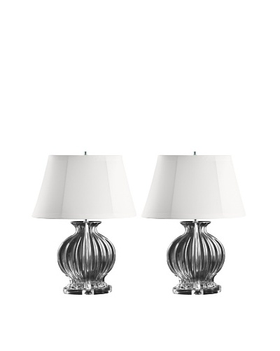 Aurora Lighting Fluted Oval Glass Table Lamp, Set of 2