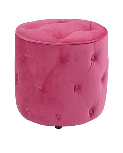Avenue 6 Curves Tufted Round Ottoman, Pink