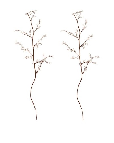 Set Of 2 Movable Bejeweled Twigs, Brown/Clear