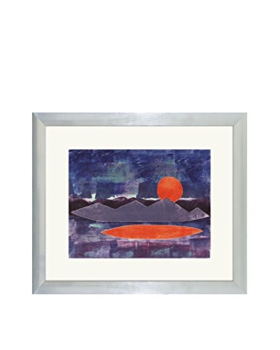 Aviva Stanoff One-of-a-Kind Handpainted Purple & Blue Framed Lithograph