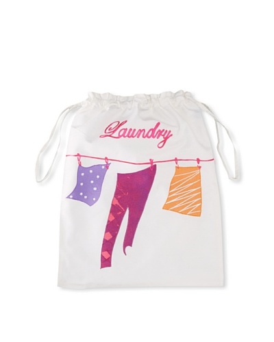 Aviva Stanoff Line Laundry Bag, White/Pink