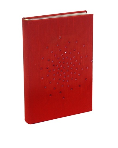 Aviva Stanoff Gilt-Edged Dupioni Keepsake Wide-Ruled Journal, Red Swarovski Starburst