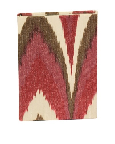 Aviva Stanoff Gilt-Edged Ikat Keepsake Wide-Ruled Journal, Burgundy