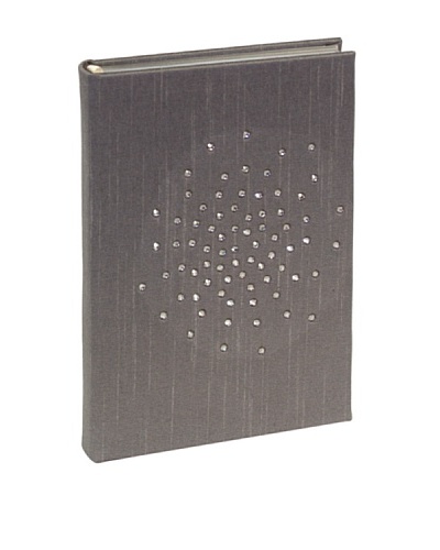 Aviva Stanoff Gilt-Edged Dupioni Keepsake Wide-Ruled Journal, Grey Swarovski Starburst