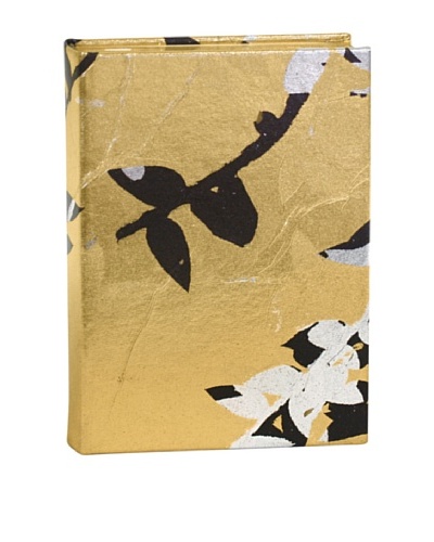 Aviva Stanoff Gilt-Edged Vinyl Keepsake Wide-Ruled Journal, Gold/Black/Silver