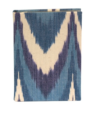 Aviva Stanoff Gilt-Edged Ikat Keepsake Wide-Ruled Journal, Blue Chevron