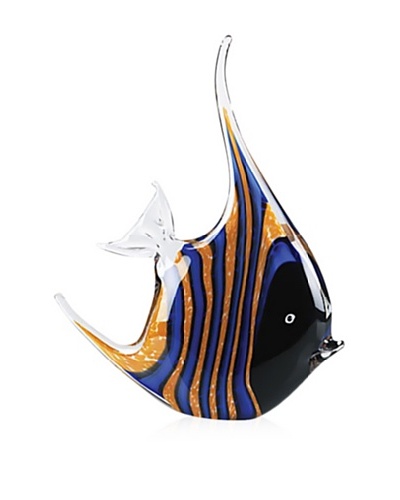 Badash Crystal Art Glass Striped Tropical Fish, Blue/Orange