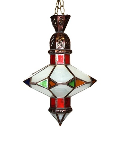 Badia Design Brass Saucer Multi-Color Glass Shade