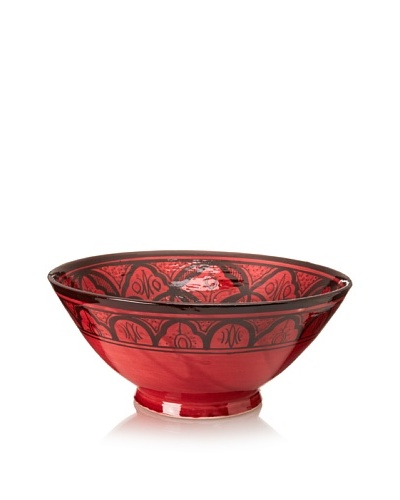 Badia Design Hand-Painted Floral Ceramic Bowl, Red