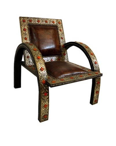 Badia Design Metal & Bone Arm Chair, Brown/Orange