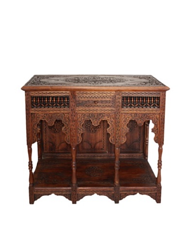 Badia Design Moroccan Carved Wood Console, Brown