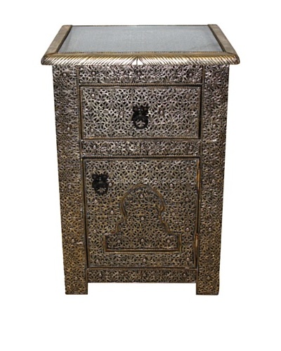 Badia Design Moroccan Nickel Cabinet, Silver