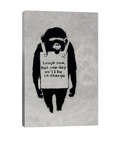 Banksy Laugh Now, Sandwich Board-Wearing Monkey Ultrachrome Canvas Print
