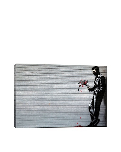 Banksy Lonely Man Holding Flowers Giclée Canvas Print