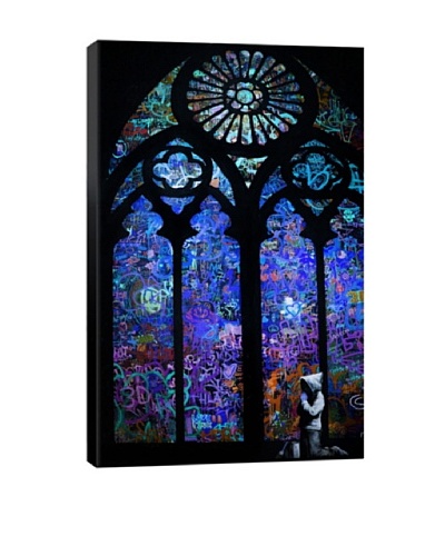 Banksy Stained Glass Window II Giclée Canvas Print