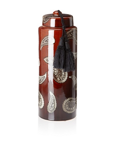 Barclay Butera Marrakesh Paisley Ceramic Jar with Tassel, Red, Tall