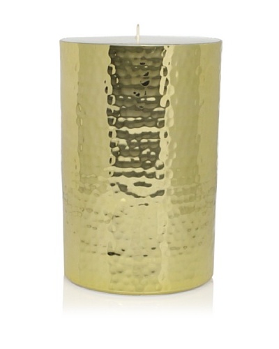 Barclay Butera Naoura Hammered Metal Pillar Candle, Gold, 6″As You See