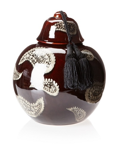 Barclay Butera Marrakesh Paisley Ceramic Jar with Tassel [Red]